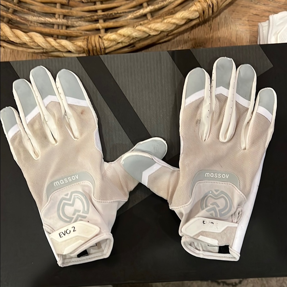 White and Gray massov football gloves